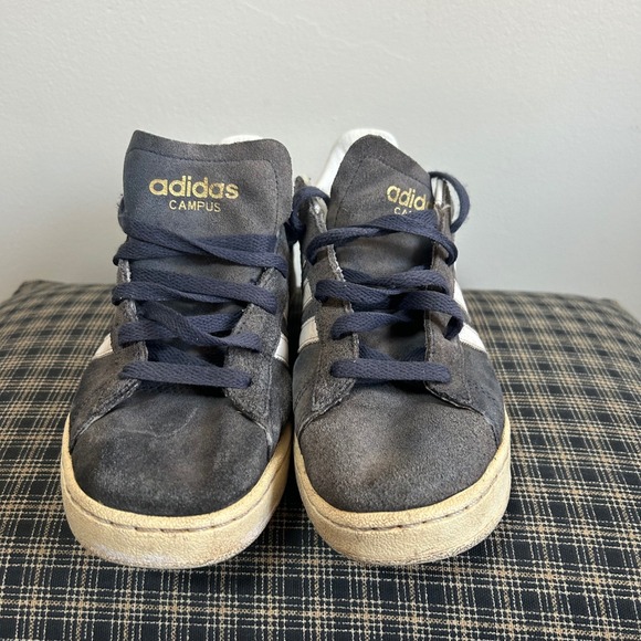 adidas Other - Adidas Campus Suede Sneakers Dark Grey White Stripes Low Top Lace‎ Up Mens 6.5